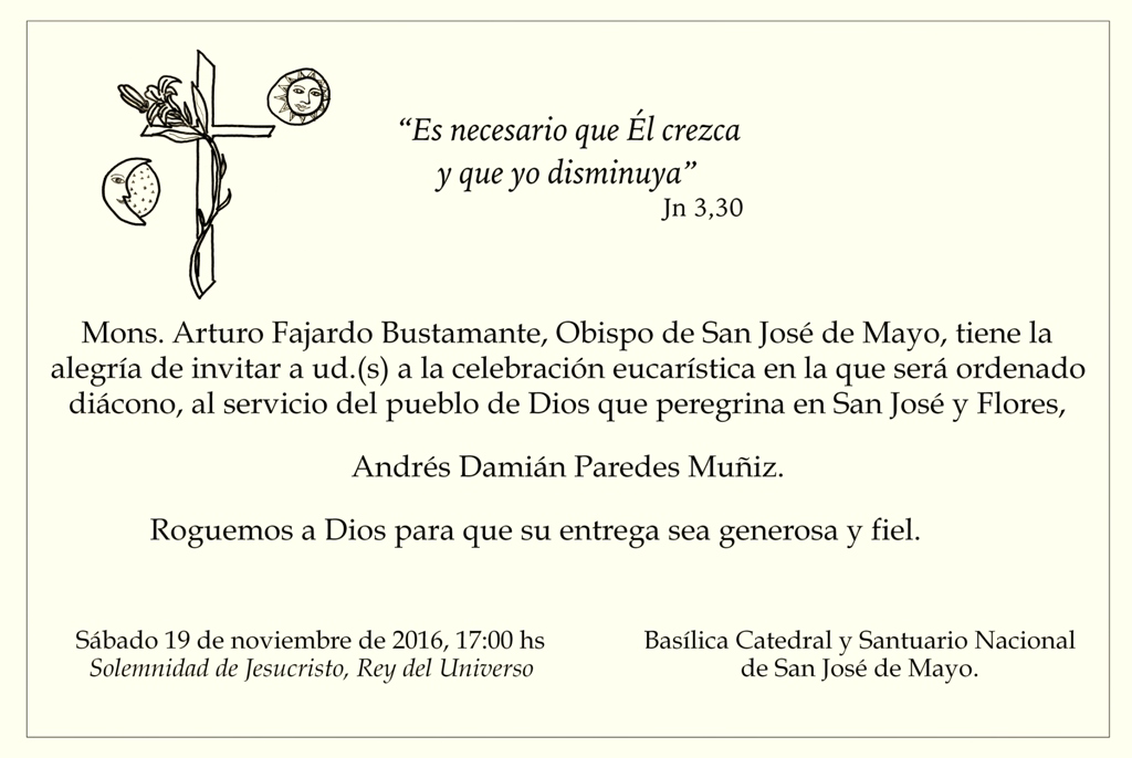 Ordenación Diaconal de Andrés Paredes en la Catedral – Diócesis de San José  de Mayo