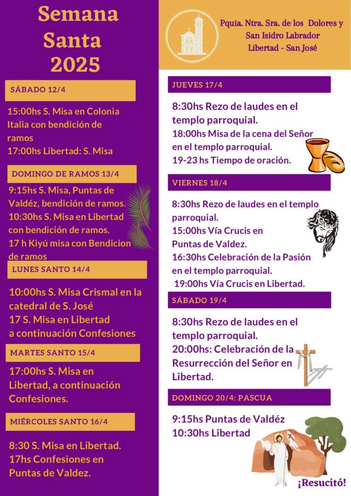 Semana Santa 2025 [Celebraciones y horarios] - Diócesis de San José de Mayo